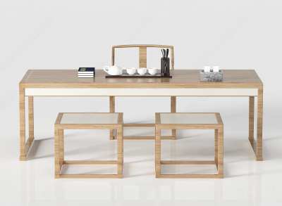 现代茶桌椅组合3D模型下载